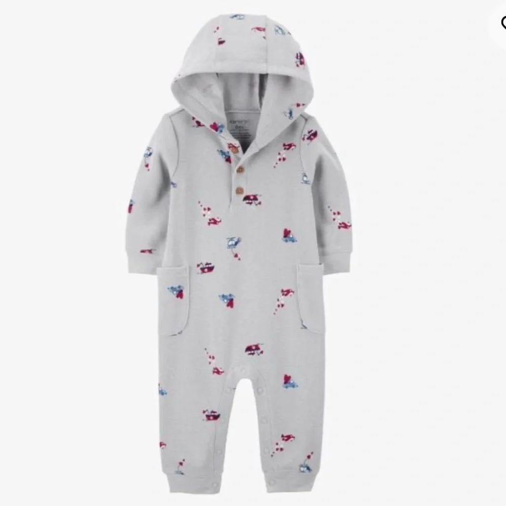 Carters Baby Boat Print Thermal Jumpsuit - Grey